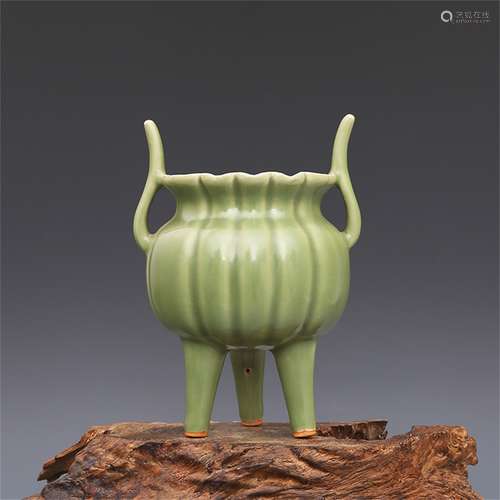 A Chinese Celadon Glazed Porcelain Incense Burner