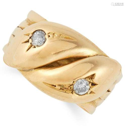 ANTIQUE DIAMOND SNAKE RING set with old cut diamonds,
