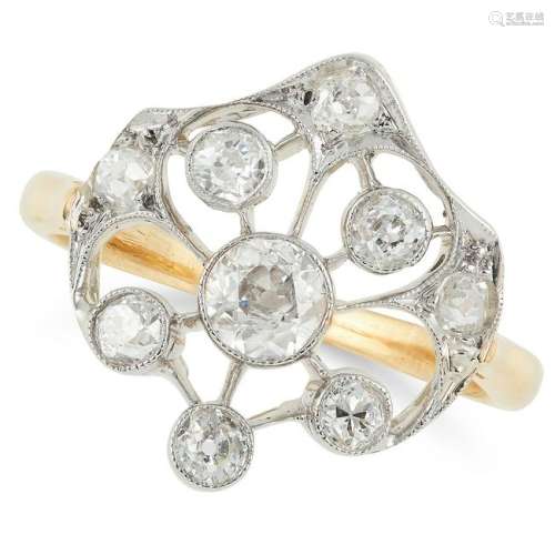 DIAMOND DRESS RING set with round cut diamonds, size K