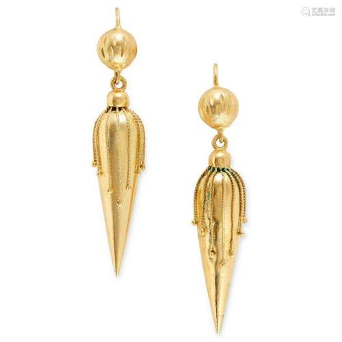 ANTIQUE ETRUSCAN REVIVAL STYLE EARRINGS set with a gold