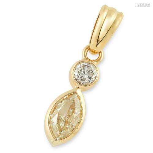 DIAMOND PENDANT set with a marquise cut yellow diamond