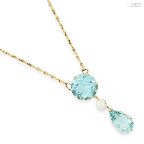 VINTAGE AQUAMARINE AND PEARL PENDANT comprising of a