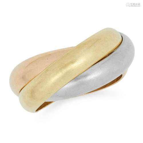 TRINITY RING, CARTIER comprising of three gold bands,