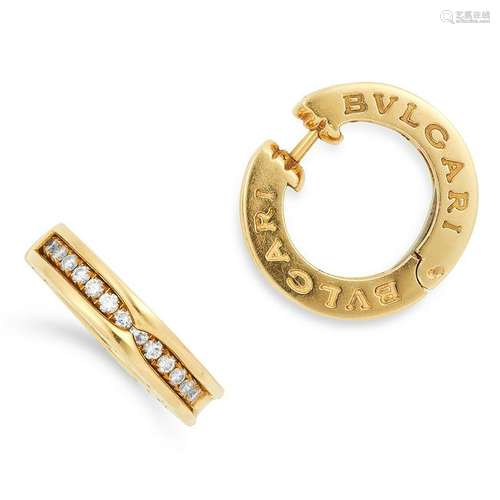 A PAIR OF DIAMOND B.ZERO1 HOOP EARRINGS, BULGARI the