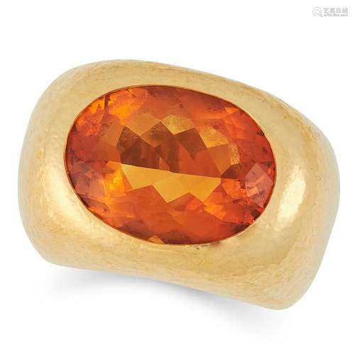 A CITRINE RING, CIRCA 1970 set with an oval cut citrine