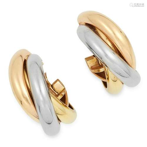 A PAIR OF TRINITY DE CARTIER CLIP EARRINGS, CARTIER