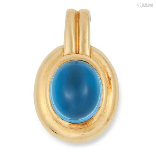 TOPAZ PENDANT set with a cabochon topaz in gold border,