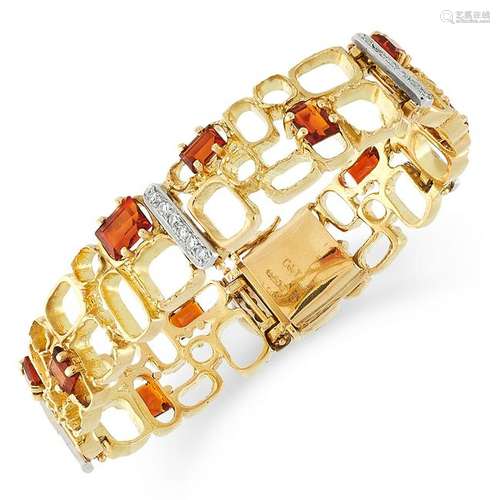 A VINTAGE CITRINE AND DIAMOND BRACELET, CHARLES DE