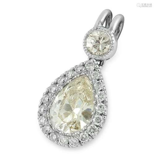 DIAMOND PENDANT set with a central pear cut diamond in