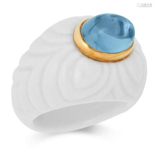 TOPAZ CHANDRA RING, BULGARI with a cabochon topaz on a