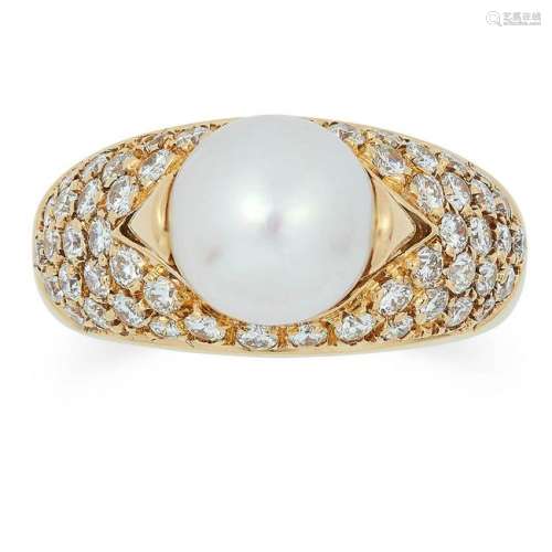 DIAMOND AND PEARL RING, BULGARI set with a pearl in a