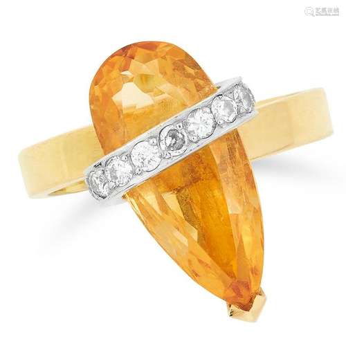 A TOPAZ AND DIAMOND RING, ANDREW GRIMA, CIRCA 1975 set