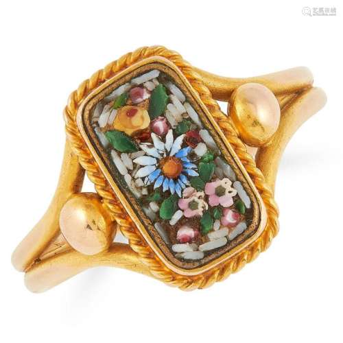 MICROMOSAIC RING in floral design, size N / 6.5, 4.3g.