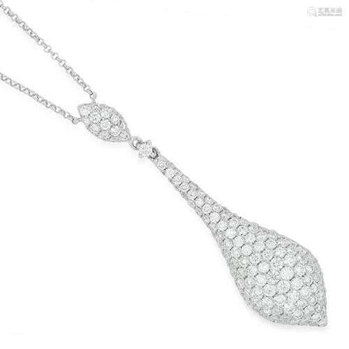 A DIAMOND DROP PENDANT NECKLACE the tapering,