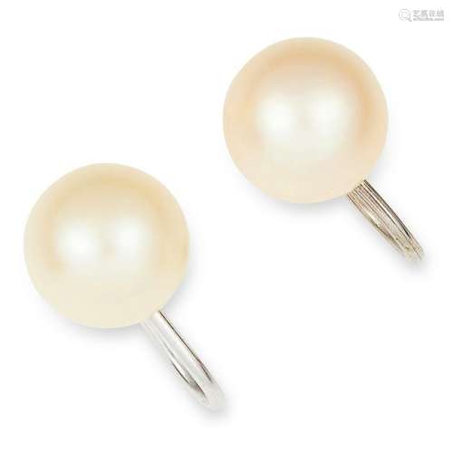 PEARL EARRINGS each set with a pearl approximately