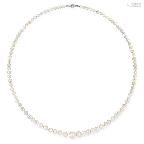 A NATURAL PEARL AND DIAMOND NECKLACE set with a diamond