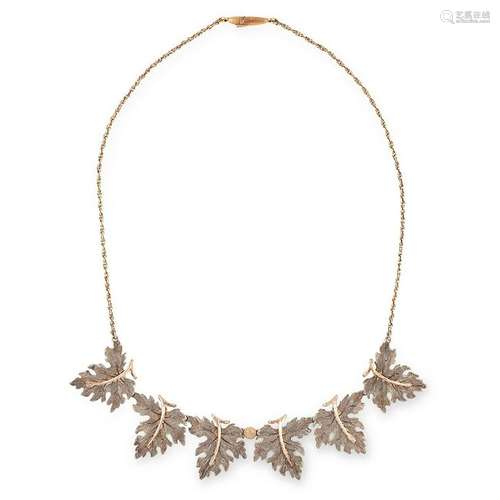 LEAF NECKLACE, BUCCELLATI suspending six leaf motifs,