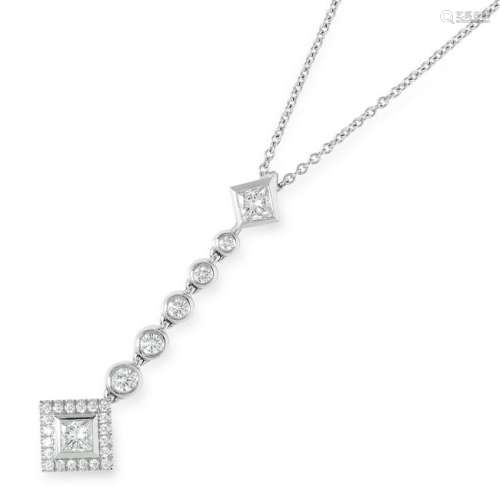 A DIAMOND PENDANT, TIFFANY & CO comprising of a row of