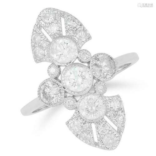 DIAMOND DRESS RING in Art Deco design, set with round