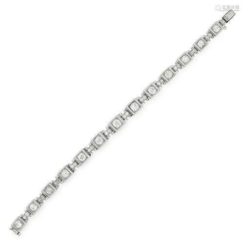 AN ART DECO DIAMOND BRACELET, FRENCH set with old cut