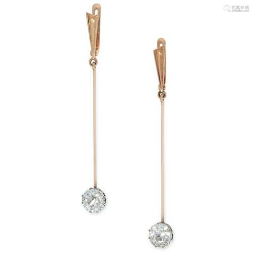 A PAIR OF DIAMOND DROP EARRINGS each comprising of a