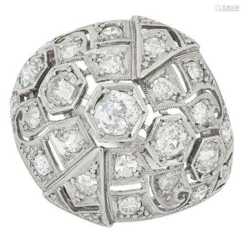 DIAMOND DRESS RING, in Art Deco design set with old and