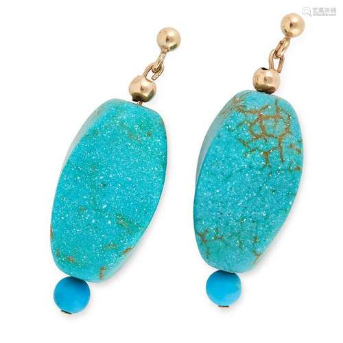 TURQUOISE EARRINGS each comprising of two polished