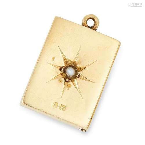 ANTIQUE SEED PEARL BOOK CHARM / PENDANT in 18ct yellow