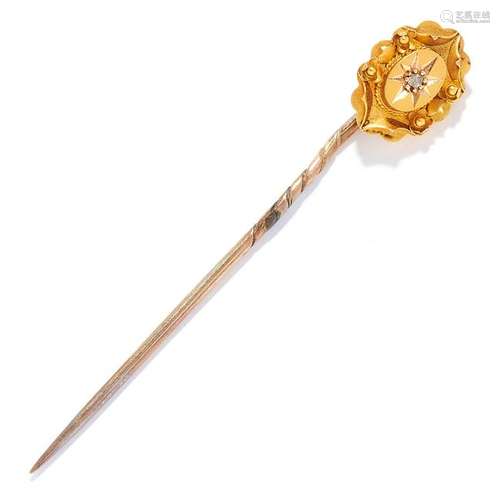 ANTIQUE DIAMOND STICK PIN set with a rose cut diamond,