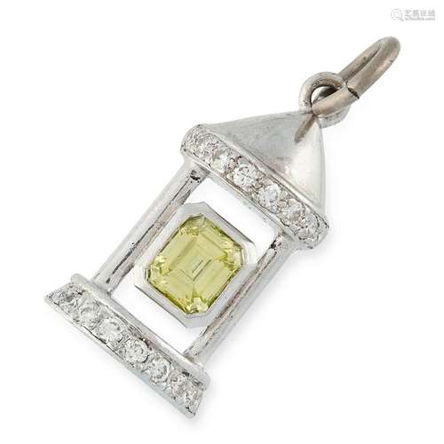 A GREEN DIAMOND PENDANT, ADLER designed as a lantern,