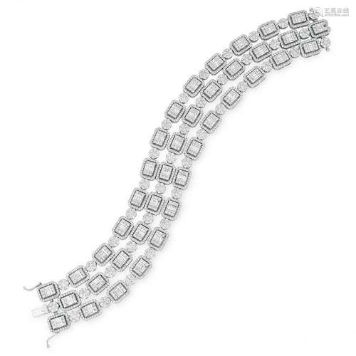 A DIAMOND THREE ROW BRACELET comprising of three rows