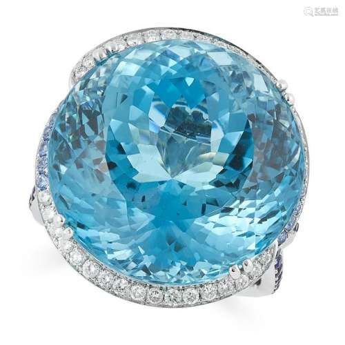 62.48 CARAT TOPAZ, SAPPHIRE AND DIAMOND RING set with a