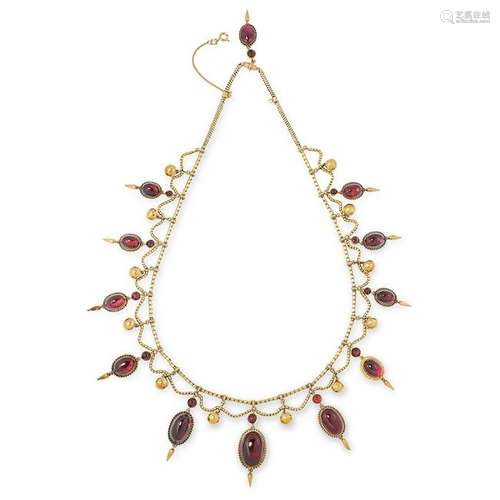 AN ANTIQUE GARNET NECKLACE, 19TH CENTURY in the