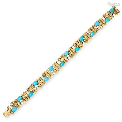 A TURQUOISE AND DIAMOND BRACELET, ANDRE VASSORT 1950s