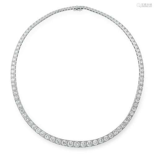 A DIAMOND RIVIERA NECKLACE 1940s comprising a single