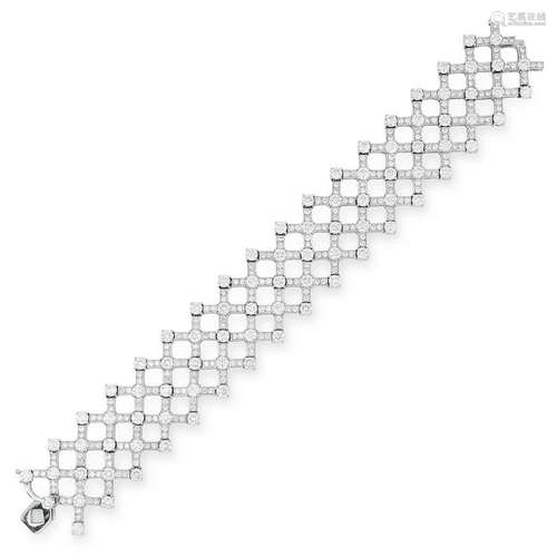 A 14.52 CARAT DIAMOND BRACELET the openwork crosshatch