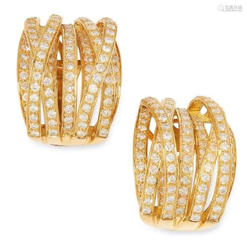 A PAIR OF DIAMOND HOOP EARRINGS manner of De Grisogono