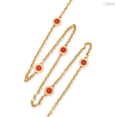 A CORAL NECKLACE, BULGARI comprising of a chain set