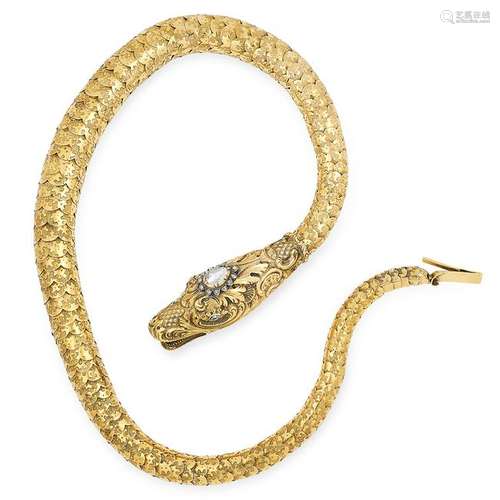 AN ANTIQUE DIAMOND SNAKE NECKLACE, 19TH CENTURY the