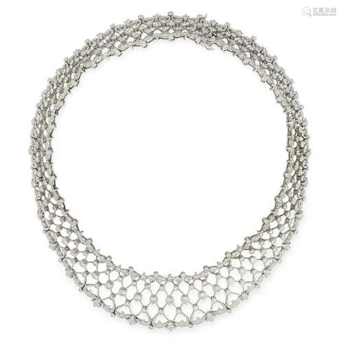 A DIAMOND COLLAR NECKLACE the open framework set with