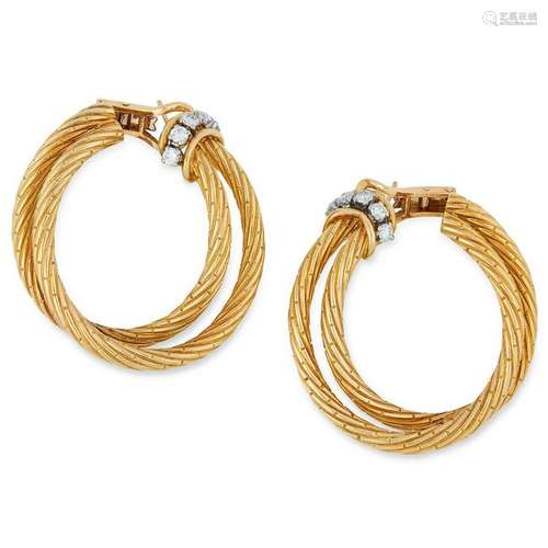 A PAIR OF DIAMOND HOOP EARRINGS, VAN CLEEF & ARPELS