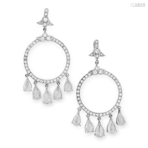 A PAIR OF DIAMOND PENDENT EARRINGS each comprising of a