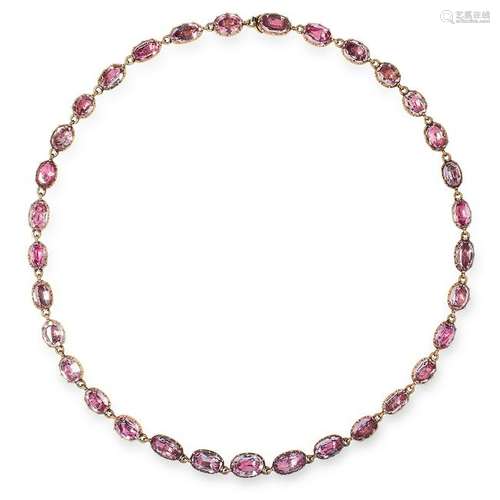 AN ANTIQUE PINK TOPAZ RIVIERA NECKLACE CIRCA 1800