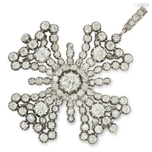 AN ANTIQUE DIAMOND MALTESE CROSS BROOCH / PENDANT, 19TH