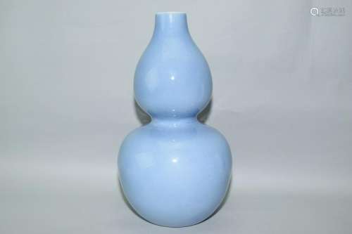 Qing Chinese Sky Blue Glaze Gourd Vase