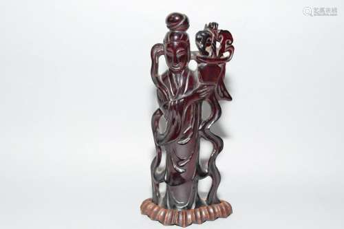 Qing Chinese Amber Carved Guanyin
