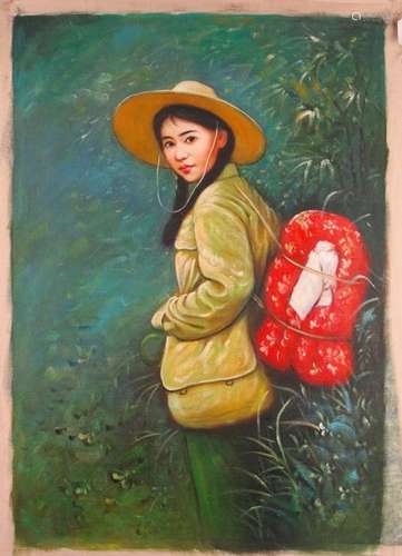 REVOLUTIONARY GIRL WITH KNAPSACK CANVAS