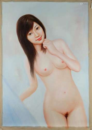 PAINTING OF PLAYFUL NUDE ON CANVAS