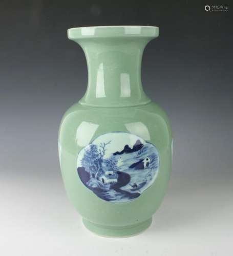 CELADON LANDSCAPE VASE