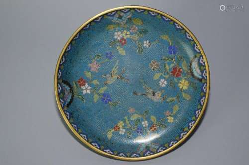 18th C. Chinese Cloisonne Flowers Plate